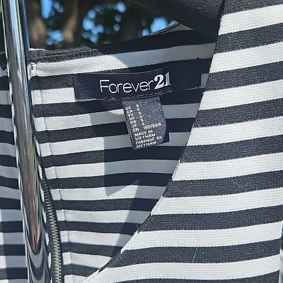 Forever 21 dress zip up striped bodycon stretchy short dress small like new - Picture 3 of 16